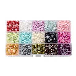 ABSプラスチック製カボション  模造パール  半円  ミックスカラー  6x3mm&nbsp;SACR-X0014-6mm-01