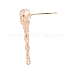 真鍮製スタッドピアスパーツ  垂直ループ付き  ツイストティアドロップ  18KGP本金メッキ  28.9x5mm  穴：1mm  ピン：0.75mm&nbsp;KK-G432-30G