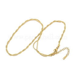 304ステンレススチール2連ネックレス（女性用）  18KGP本金メッキ  15.16インチ（38.5cm）  1.5mm&nbsp;NJEW-C061-01G