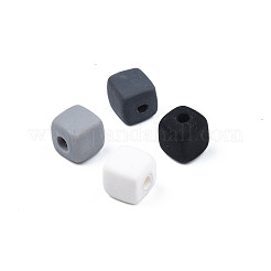 手作り樹脂粘土ビーズ連売り  キューブ  グレー  6~7x6~7x5~7mm  穴：1.8mm  約62~64個/連  15.55インチ〜16.34インチ（39.5~41.5cm）&nbsp;CLAY-S092-76A