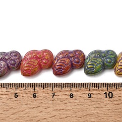 塗装ガラスビーズ連売り  ゴールドライン入り  フクロウ  ミックスカラー  18~18.5x14~15x7~7.5mm  穴：1.2mm  約25個/連  16.53~17.32インチ（42~44cm）&nbsp;GLAA-Z021-08