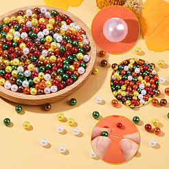 6色の模造真珠アクリルビーズ  染め  ラウンド  ミックスカラー  6x5.5mm  穴：1.5~2mm  240個/カラー  1440個/セット&nbsp;OACR-SP0001-76A