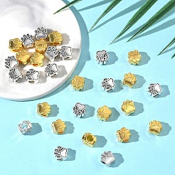 チベットスタイルのヨーロッパビーズ30色2個  カドミウムフリー＆鉛フリー  足跡  ミックスカラー  11x11x8mm  穴：5mm  15個/カラー&nbsp;MPDL-YW0001-08