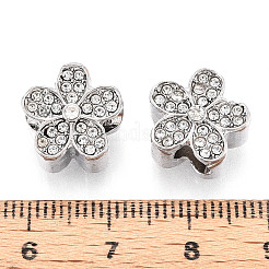 合金ラインストーンのヨーロッパのビーズ  大穴ビーズ  花  プラチナ  12x13x9mm  穴：4.5~5mm&nbsp;FIND-N009-15P