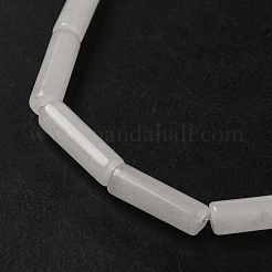 天然石ホワイトジェイドビーズ連売り  コラム  ホワイトスモーク  13~14x4~4.5mm  穴：1.2mm  約14個/連  7.48''（19センチメートル）&nbsp;G-U010-A10-01