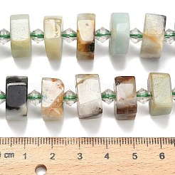 天然フラワーアマゾナイトビーズ連売り  ナゲット  多面カット  プラスチック製のビーズと  14~16x14~16x7~9mm  穴：1.4~1.8mm  約28~31個/連  15.04~15.24インチ（38.2~38.7cm）&nbsp;G-L642-H10-01