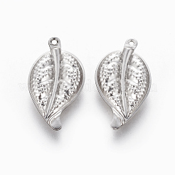 変色しにくい304ステンレススチールペンダント  葉  ステンレス鋼色  24x13.5x4mm  穴：1mm&nbsp;STAS-G192-14P