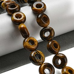 天然石タイガーアイビーズ連売り  ロンデル  10~10.5x4~4.5mm  穴：1.2mm  約20個/連  7.95''（20.2センチメートル）&nbsp;G-P536-A12-01