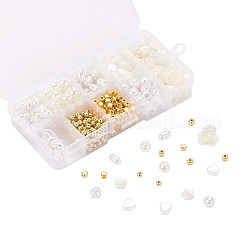 DIYジュエリーセット作り  ABSプラスチックイミテーションパールビーズ付きブレスレット  ccbプラスチックビーズとワックスコットンスレッドコード  ミックスカラー  385個/箱&nbsp;DIY-YW0002-13
