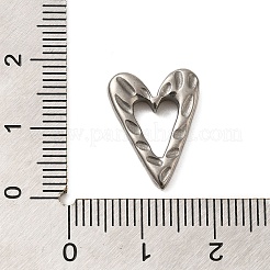 304ステンレススチールリンクリング  テクスチャードハート  ステンレス鋼色  17x13x2.5mm  内径：6x7mm&nbsp;STAS-G344-10C-P