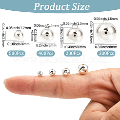 1300個 4スタイル CCB プラスチックビーズセット  ラウンド  銀  4~8mm  穴：1.2~2mm&nbsp;CCB-PA0001-02S