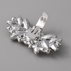 合金のラインストーンの靴の装飾  取り外し可能な靴のバックル クリップ  鉄パーツ  花  プラチナ  30.5x62x12mm&nbsp;AJEW-WH0020-58P