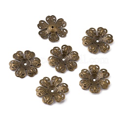 6-花びら鉄ビーズキャップ  花  アンティークブロンズ  25x23.5x2.5mm  穴：2mm&nbsp;IFIN-WH0070-03AB