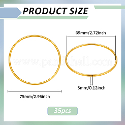 35 個の鉄リンクリング  丸いリング  ゴールドカラー  75x3mm  内径：69mm&nbsp;IFIN-BC0007-26
