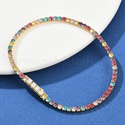 女性用スターリングシルバーマイクロパヴェキュービックジルコニアテニスブレスレット925個  正方形  18KGP本金メッキ  2.5 mm幅  7-1/8インチ（18cm）&nbsp;BJEW-C117-01A-G01