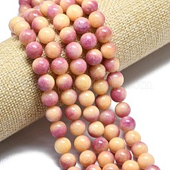 天然石マレーシアジェイドビーズ連売り  染め＆加熱  ラウンド  桃パフ  11.5~12.5mm  穴：1.2mm  約35個/連  14.96インチ（38cm）&nbsp;G-L645-A01-12mm-32