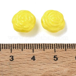 ヴィンテージの手作り磁器ビーズ  ファンシーアンティーク施釉磁器  ローズ  きいろ  11x11x8mm  穴：1.8mm&nbsp;PR-CBA4F13-E02