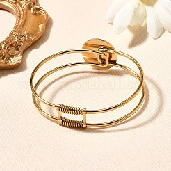 母の日 201 ステンレススチールバングル  処女とフラットラウンド  18KGP本金メッキ  1/2インチ（1.2cm）  内径：1-3/4インチ（4.6cm）x2-1/2インチ（6.2cm）&nbsp;BJEW-R014-03G