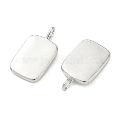 真鍮チャーム  長方形チャーム  空白タグのスタンプ  プラチナ  26x14x2.5mm  穴：4x2.5mm&nbsp;KK-C259-19P