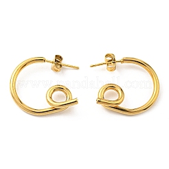PVD 真空メッキ 304 ステンレススチール ツイストノット スタッド イヤリング 女性用  ゴールドカラー  20x4.5mm&nbsp;EJEW-F319-09G