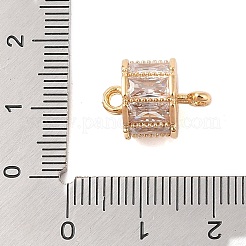 真鍮のコネクターチャームと透明なガラス  ニッケルフリー  列リンク  ゴールドカラー  16x11mm  穴：1.2mmと1.8mm&nbsp;KK-B100-023G