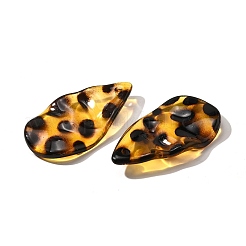 透明なアクリルパーツ  ヒョウプリント模様  ティアドロップ  30x16.5x3.5mm  穴：1.8mm&nbsp;OACR-D303-01G