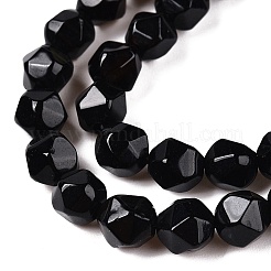 天然黒瑪瑙（染色・加熱）ビーズ連売り  ラウンド  多面カット  ブラック  5.5~6x5.5~6.5mm  穴：1mm  約60~62個/連  14.17~14.88''（36~37.2センチメートル）&nbsp;G-T138-221A