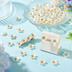 80 個のプラスチックカボション  ラインストーンとアイロン付き  花  ゴールドカラー  クリスタル  15x14.5x5.5mm&nbsp;KY-TADJ0001-08