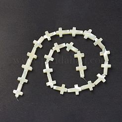 天然トロチッドシェル/トロカスシェルビーズ連売り  クロス  貝殻色  17~17.5x12~13x4~4.5mm  穴：0.6mm  約23個/連  15.75''（40センチメートル）&nbsp;SSHEL-K027-06