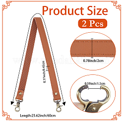 レザーバッグストラップ2本  回転式ナスカン付き  バッグ交換用アクセサリー用  キャメル  58x2x0.45cm&nbsp;PURS-CL0001-12A