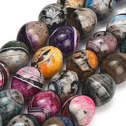 天然石瑪瑙ビーズ連売り  染め＆加熱  ドラムビーズ  ミックスカラー  16~18x14.5~17mm  穴：1.2~1.4mm  約23個/連  15.24''（38.7センチメートル）&nbsp;GG-L001-J01-03