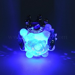 色が変わるUV反応性蓄光ポリマークレイラインストーンビーズ  ペンフォーカルビーズ  樹脂製の蓮の花と王冠とハートのカボションが付いたムードビーズ  ミックスカラー  21x21x19mm  穴：1.8mm&nbsp;CLAY-D007-06
