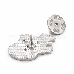 クリスマス雪だるまエナメルピン  バックパック服の合金バッジ  プラチナ  ブラック  27.5x23x1.7mm&nbsp;JEWB-G010-02P