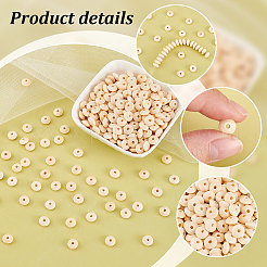 未完成の木製ビーズ 500 個  ソーサービーズ  ロンデル  染色されていない  小麦  8x4mm  穴：2mm  約41 G /袋  500個/袋&nbsp;WOOD-WH0033-67