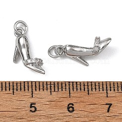 シェグレース 真鍮 パヴェ クリア キュービックジルコニア チャーム  ハイヒールの靴のチャーム  カドミウムフリー＆ニッケルフリー＆鉛フリー  長持ちメッキ  プラチナ  15x5x10mm  穴：2.5mm&nbsp;XGRQ4D470-656P
