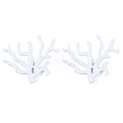 オペークアクリルパーツ  半孔  珊瑚の形  ホワイト  90x105x14~17mm  穴：0.9mm&nbsp;OACR-N131-010B-A04
