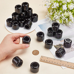 磁器キャンドルホルダー  コラム  ブラック  32x32mm  内径：18mm&nbsp;LS-AJEW-WH0481-64