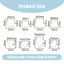 96 個 16 スタイル真鍮リンクリング  丸リング/三角/四角  ミックスカラー  17.5~32x14~25x0.7~0.9mm  内径：15.5~30.5mm  6個/スタイル&nbsp;KK-FH0006-98