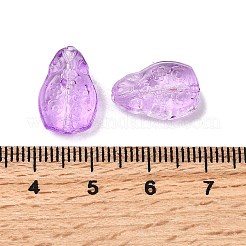 ガラスビーズ  花のついた涙型  ライラック  16x10.5x5.5mm  穴：1mm&nbsp;GLAA-D303-07F