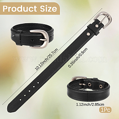 パンクロック風牛革コードブレスレット 1個  鉄と  プラチナ  ブラック  10-1/8インチ（25.7cm）&nbsp;BJEW-CL0001-51B
