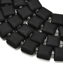 天然の曇り加工を施した黒曜石ビーズの連  正方形  シードビーズで  10.5x10.5x5.5mm  穴：0.8mm  約32~33個/連  15.35~15.75''（39~40センチメートル）&nbsp;GG-F802-B15-01
