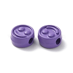 塗装合金ビーズをスプレー  笑顔とフラットラウンド  紫色のメディア  7.5x4mm  穴：2mm&nbsp;PALLOY-M215-16C