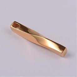 ねじれたストリップ 304 ステンレス ペンダント  ゴールドカラー  40~41x6~7x6~7mm  穴：2x5mm&nbsp;STAS-F103-08A