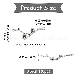 100g チベット風合金コネクタチャーム  花のリンク  ニッケルフリー  アンティークシルバー  39x14mm&nbsp;FIND-YW0008-03