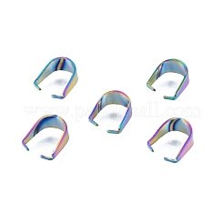 ラックメッキ 304 ステンレススチール スナップオンベイル  虹色  10x5mm  ピン：0.6mm&nbsp;STAS-B027-03MC-02