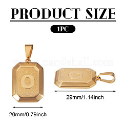 文字ペンダント付きステンレススチール長方形1個  ゴールドカラー  アルファベットのO  29x20mm&nbsp;NJEW-TA0001-22O