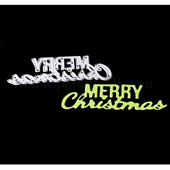 単語のメリークリスマスフレームの金属切断ダイスステンシル  DIYスクラップブッキング/フォトアルバム用  装飾的なエンボス印刷紙のカード  つや消しプラチナ  32x88mm&nbsp;DIY-WH0019-13