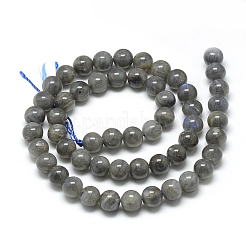 天然石ラブラドライトビーズ連売り  ラウンド  8~9mm  穴：1mm  約45~48個/連  15.7インチ&nbsp;X-G-R446-8mm-14