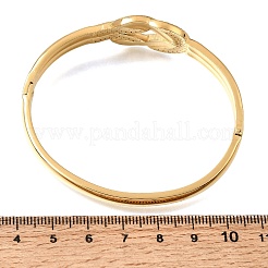 304ステンレススチール製クリスタルラインストーンノットヒンジ付きカフバングル（女性用）  イオンプレーティング（ip）  ゴールドカラー  内径：1.99インチ（5.05cm）x2.36インチ（6cm）&nbsp;SA-CBAF851-09G