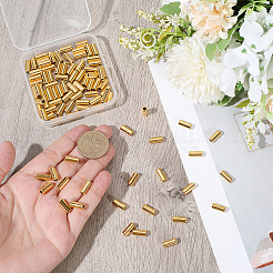 チベットスタイルの合金ビーズ100個。  チューブ  鉛フリー及びカドミウムフリー  アンティーク黄金  11.5x5mm  穴：2.5mm&nbsp;FIND-PA0001-42